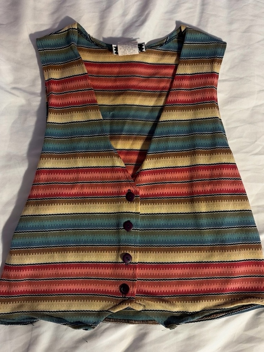 Western Striped Button-Front Women's Vest in earthy tones